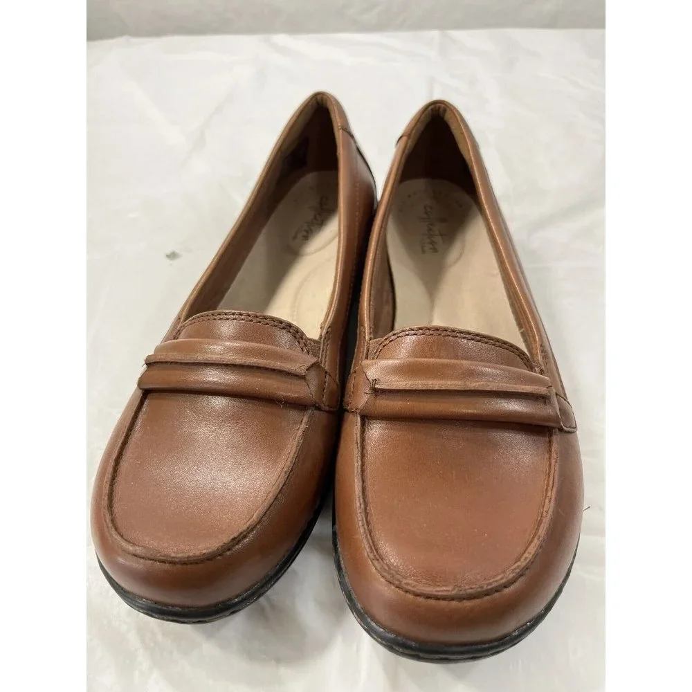 Clark Collection Women's Ashland Lily Dark Tan Leather Loafers Size 8.5 $120_6